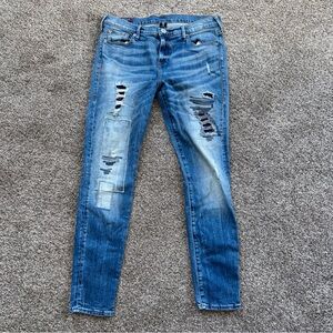 True Religion Women’s Size 29 Mid Rise Super Skinny Distressed Jeans EUC
